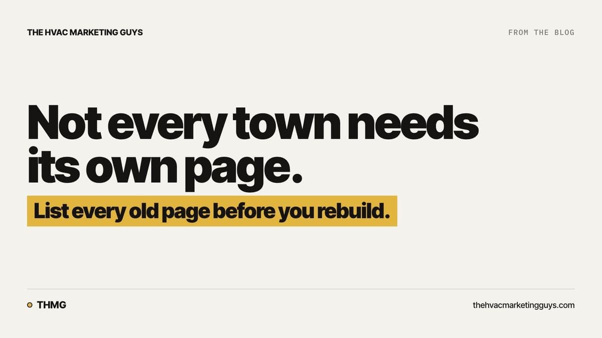 Rebuilding an HVAC site that covers a long list of towns